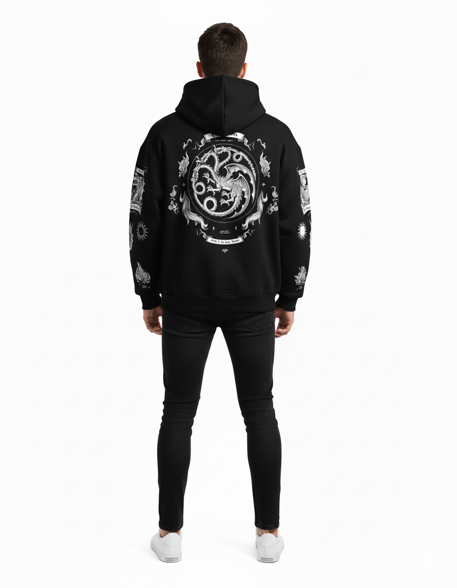 black & white printed zen z hoodie