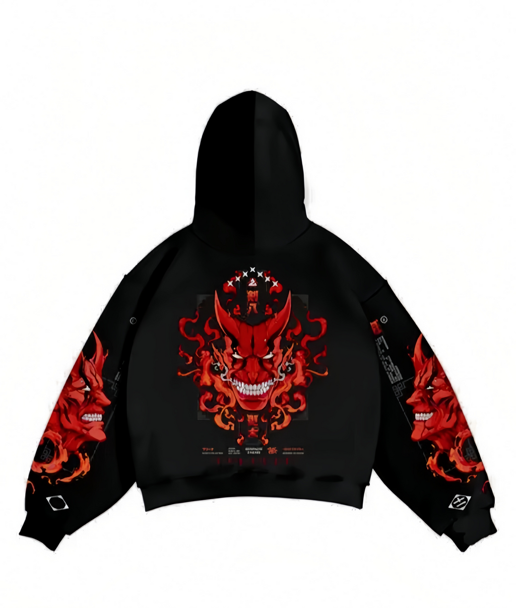 black & red printed zen z hoodie