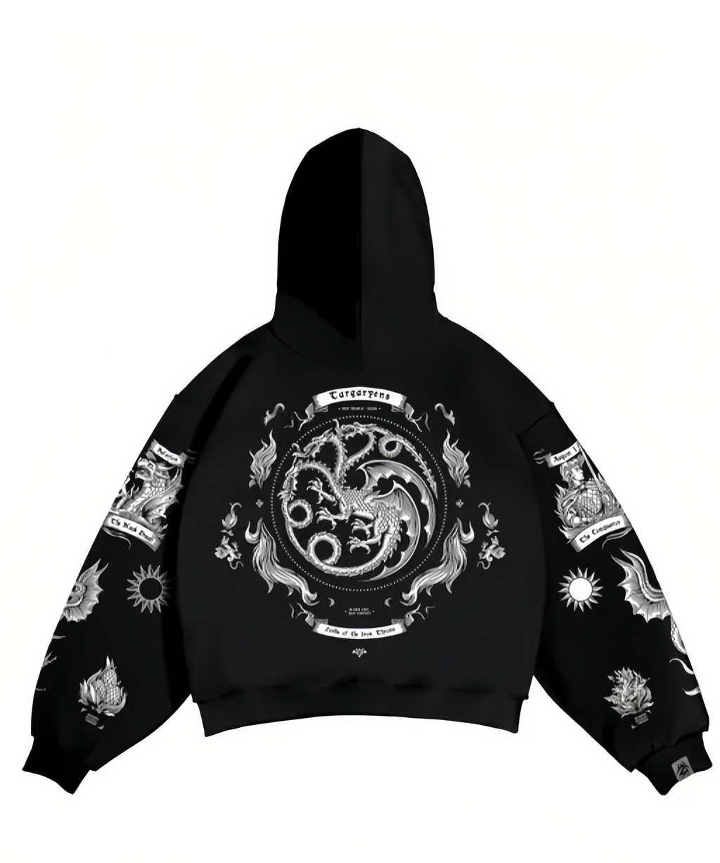 black & white printed zen z hoodie