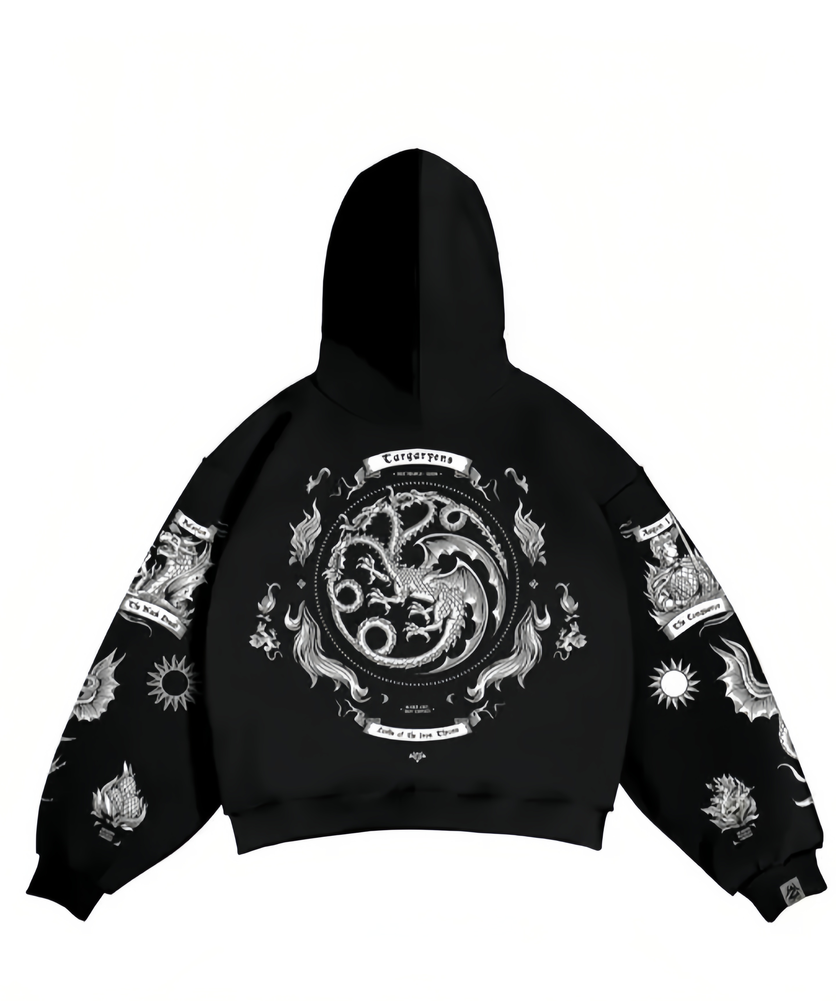 black & white printed zen z hoodie