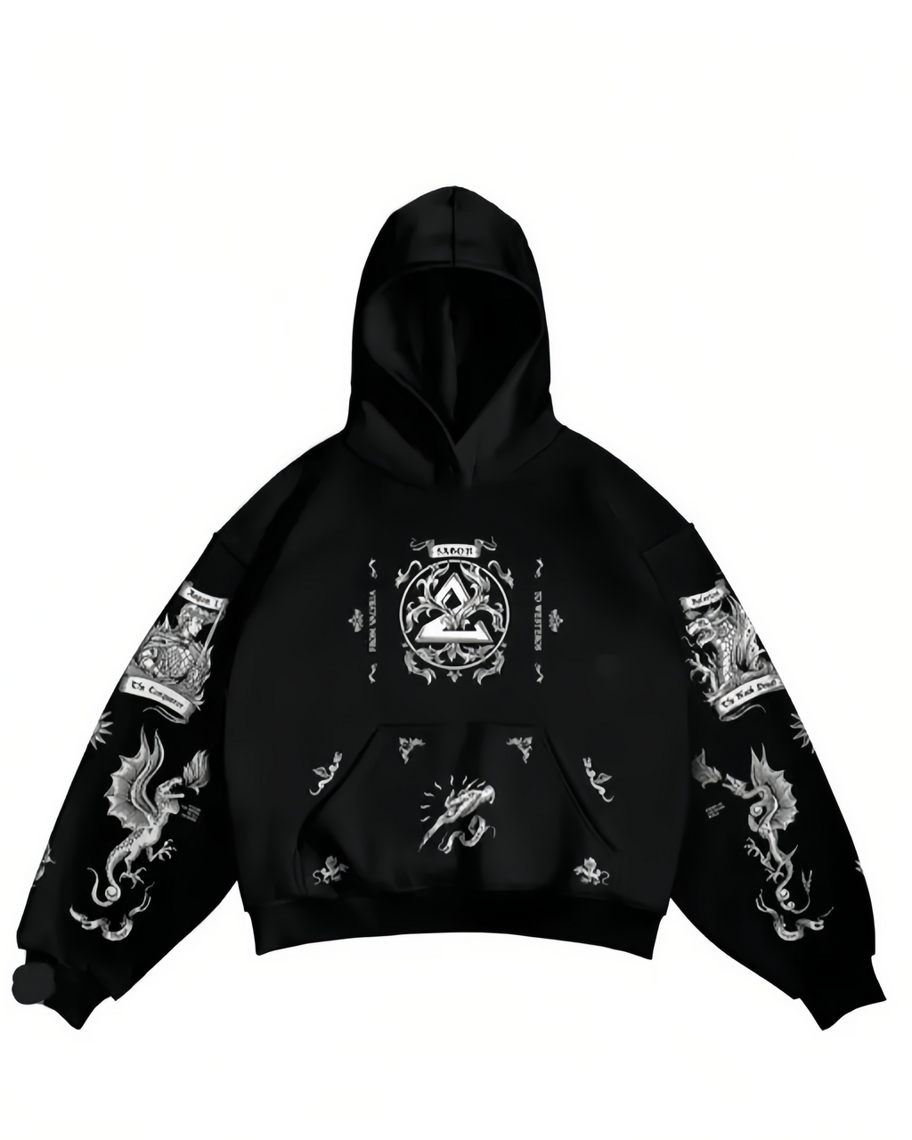 black & white printed zen z hoodie