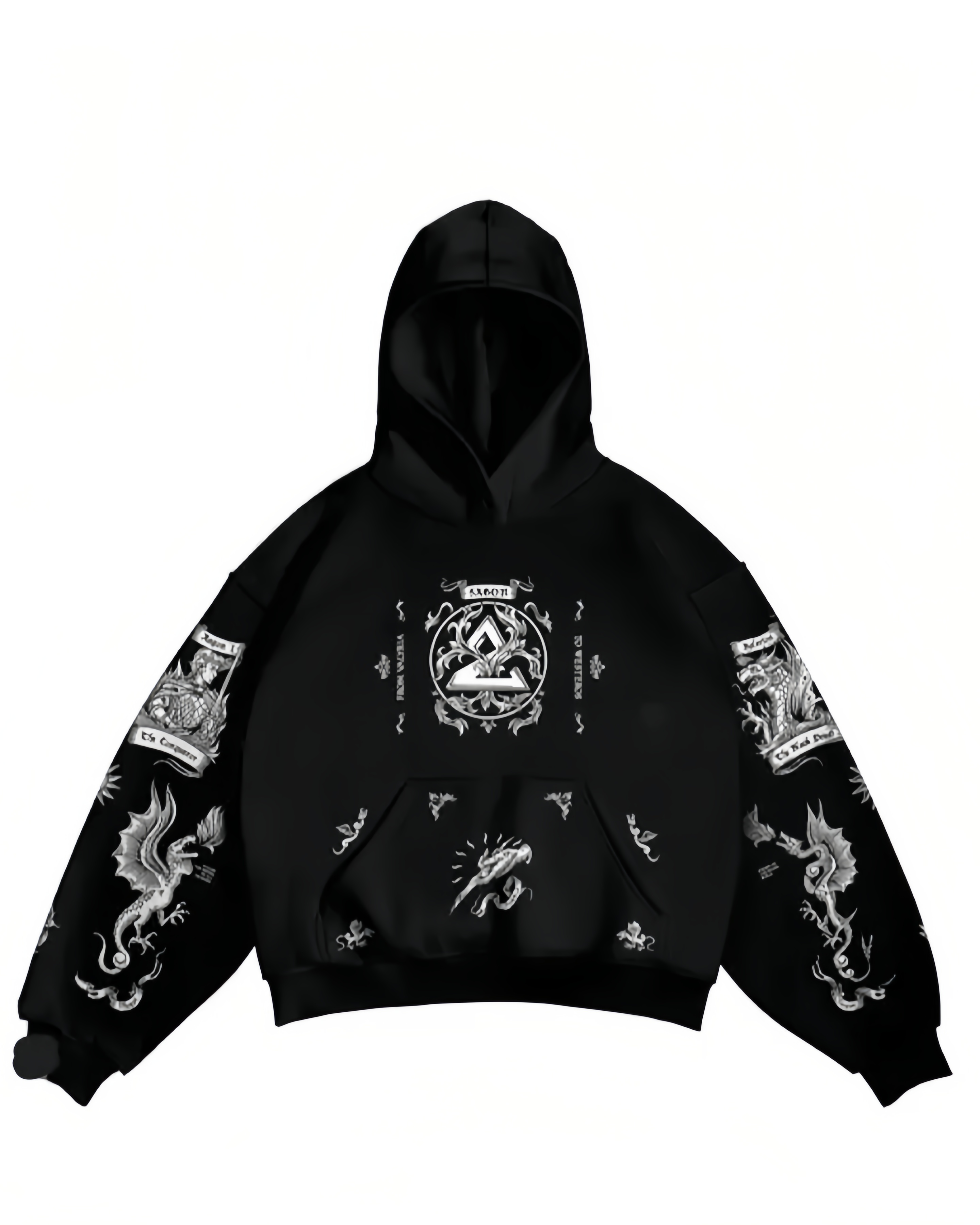 black & white printed zen z hoodie