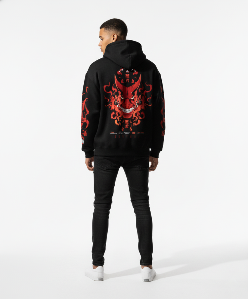 black & red printed zen z hoodie