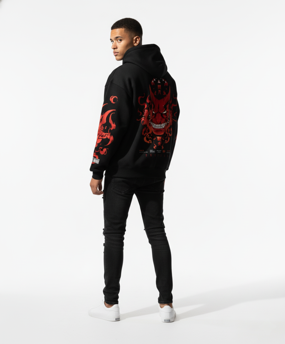 black & red printed zen z hoodie