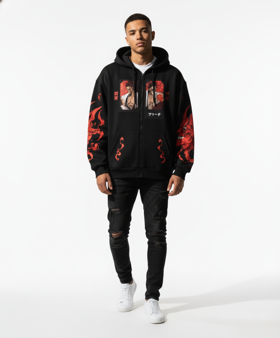 black & red printed zen z hoodie